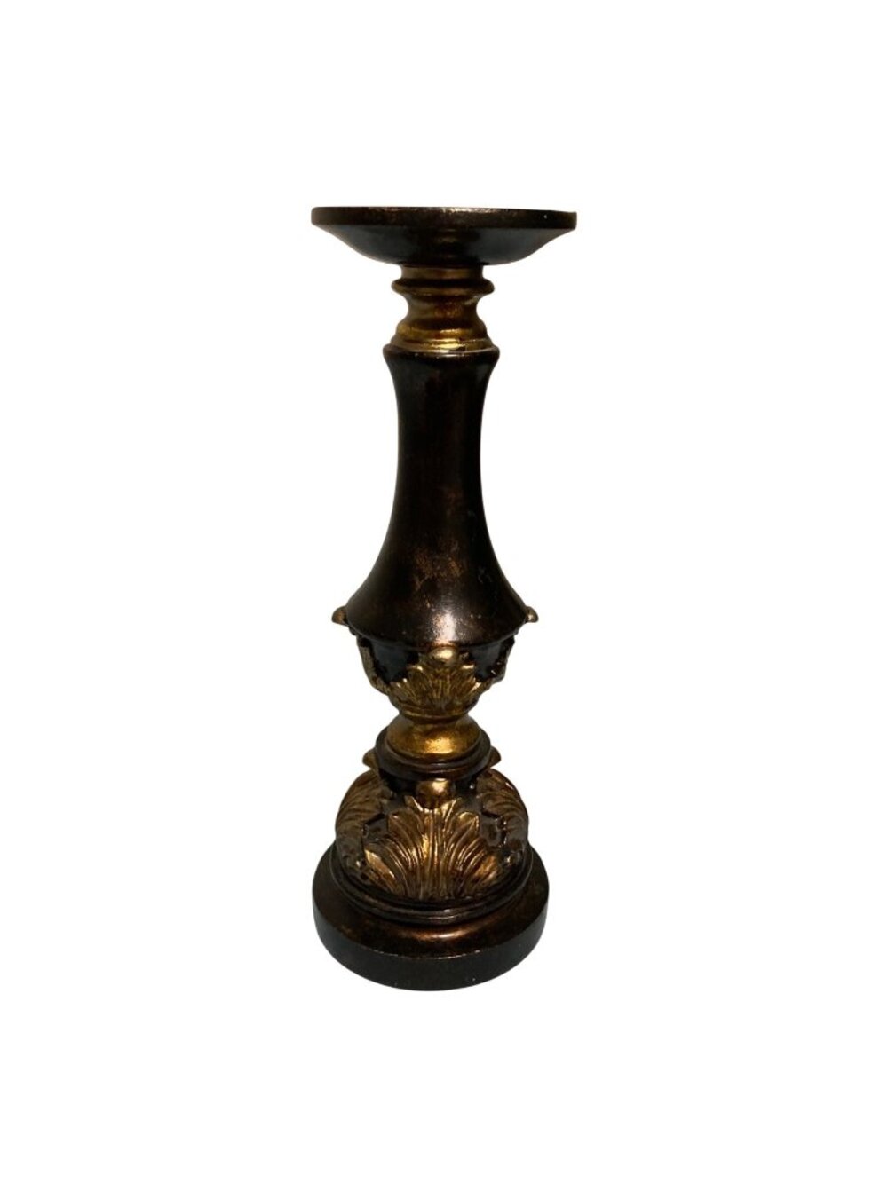 Antique Style Ornate Bronze And Gold Finish Candle Candlestick Holder